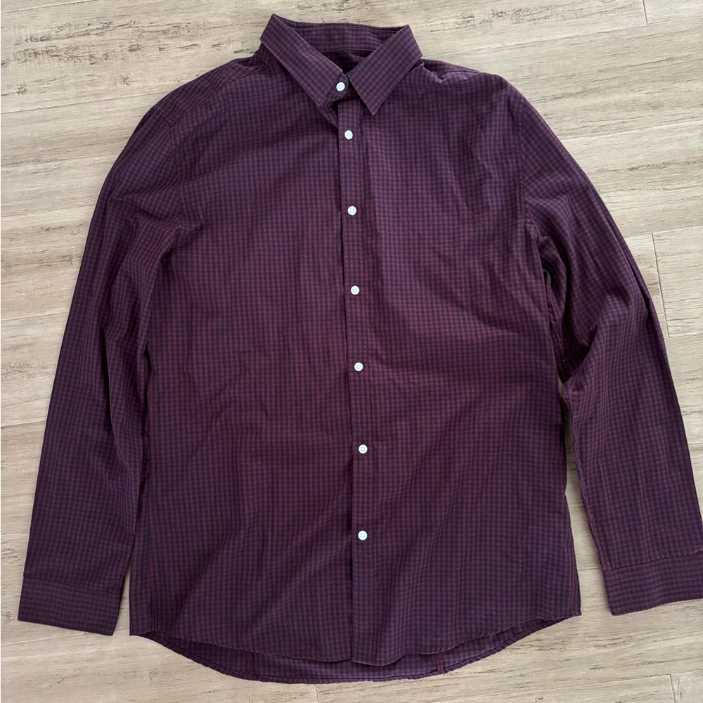 H&M Red & Blue Checkered Casual Button Down Shirt